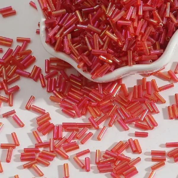 Big red - 3 tubes, color plated series, diameter about 2mm × length about 7mm, 15g/pack, about 300 pieces,chaincharmsupply.com