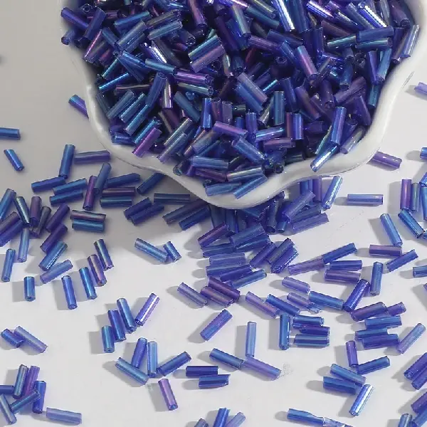 Royal blue - 3 tubes, color plated series, diameter about 2mm × length about 7mm, 15g/pack, about 300 pieces,chaincharmsupply.com