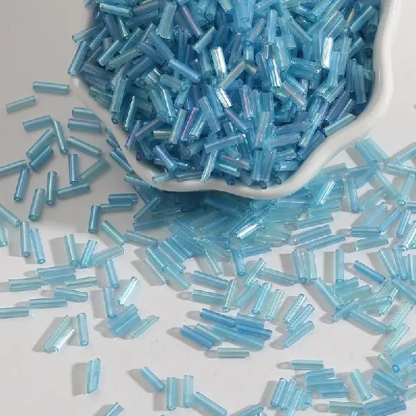 Lake blue - 3 tubes, color plated series, diameter about 2mm × length about 7mm, 15g/pack, about 300 pieces,chaincharmsupply.com
