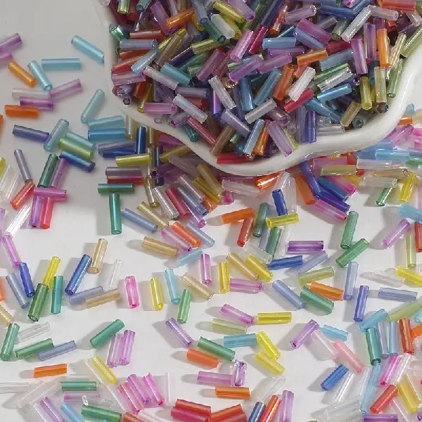 Randomly mixed colors - 3 tubes, color plated series, diameter about 2mm × length about 7mm, 15g/pack, about 300 pieces,chaincharmsupply.com