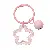 Colorful Hollow Transparent Five-pointed Star Bell Round Keychain Handmade Diy - Pink 1 piece/pack - total length about 6cm