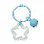 Colorful Hollow Transparent Five-pointed Star Bell Round Keychain Handmade Diy - Blue 1 piece/pack - total length about 6cm