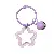 Colorful Hollow Transparent Five-pointed Star Bell Round Keychain Handmade Diy - Purple 1 piece/pack - total length about 6cm