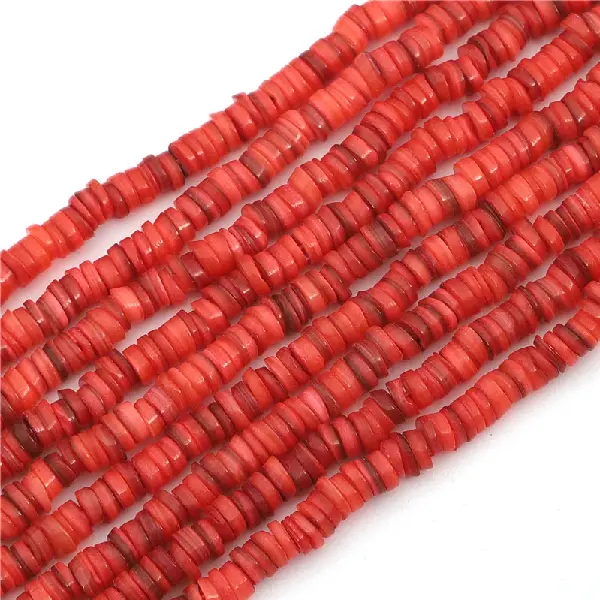 Orange-red - diameter 8mm, hole diameter 1mm, 38cm/strip, about 180-190 pieces,chaincharmsupply.com