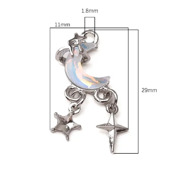 3# Stars Reflecting the Moon-White K 1 piece/pack,chaincharmsupply.com