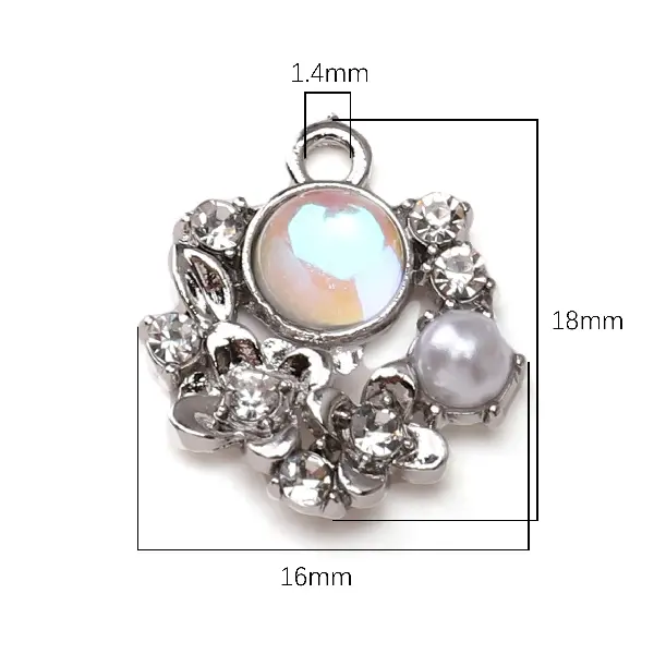 9# Opal Flower Cluster-White K 1 piece/pack,chaincharmsupply.com