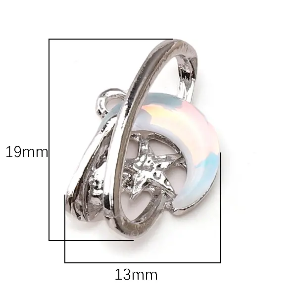 17# Stars and Moon in Orbit-White K 1 piece/pack,chaincharmsupply.com