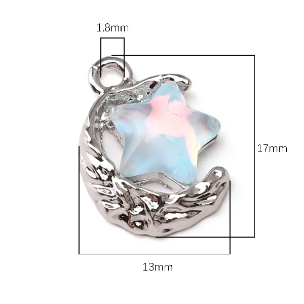 18# Appointment between Stars and Moon-White K 1 piece/pack,chaincharmsupply.com