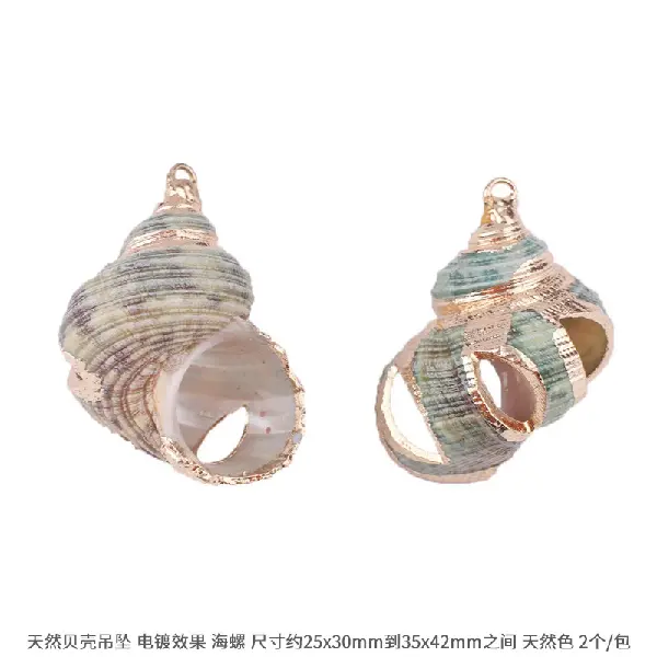 Style 14 Conch-natural color 2 pcs/pack,chaincharmsupply.com
