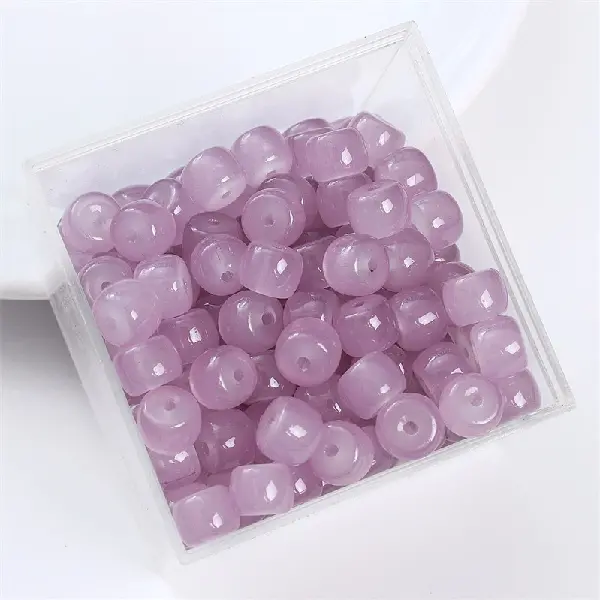 Purple-imitation jade beads apple beads 8x7mm hole diameter about 1.5mm 30 pieces/pack,chaincharmsupply.com