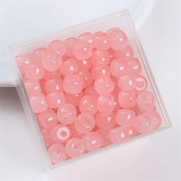 Pink-imitation jade beads apple beads 8x7mm hole diameter about 1.5mm 30 pieces/pack,chaincharmsupply.com