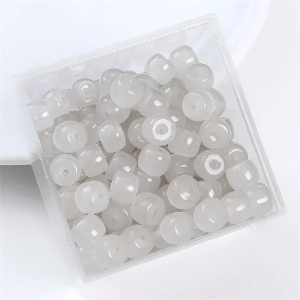 Gray-glass imitation jade bucket beads 8x6mm, aperture about 1.5mm, 30 pieces/pack,chaincharmsupply.com