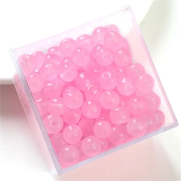 Apple beads pink - glass imitation jade bucket beads 8x6mm, aperture about 1.5mm, 30 pieces/pack,chaincharmsupply.com