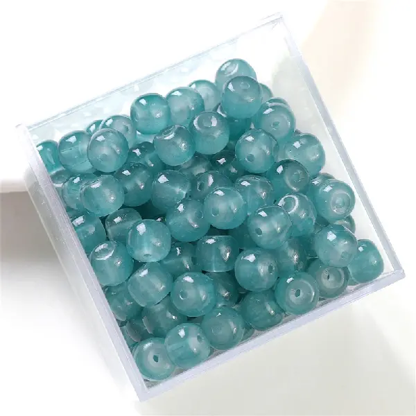 Apple beads lake blue-imitation jade beads apple beads 8x7mm hole diameter about 1.5mm 30 pieces/pack,chaincharmsupply.com