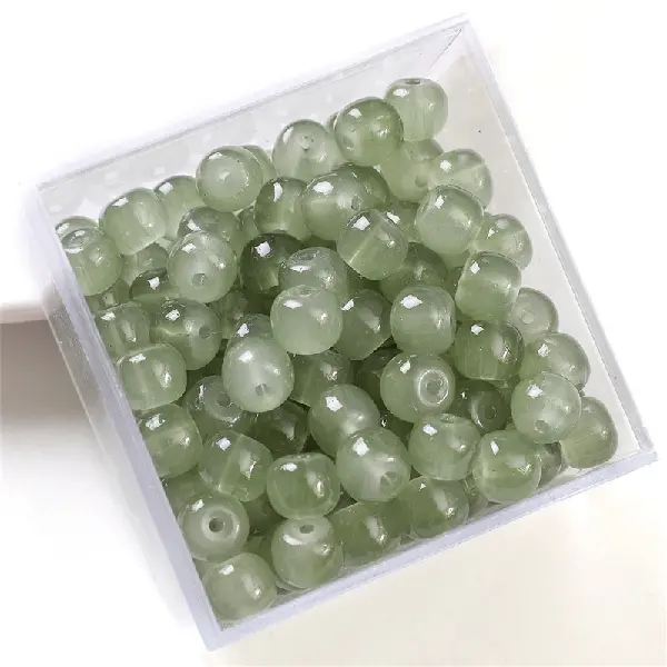 Apple beads dark gray-imitation jade beads Apple beads 8x7mm hole diameter about 1.5mm 30 pieces/pack,chaincharmsupply.com