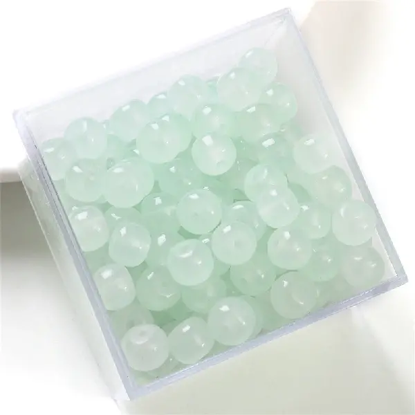 Apple beads light green - glass imitation jade bucket beads 8x6mm, aperture about 1.5mm, 30 pieces/pack,chaincharmsupply.com