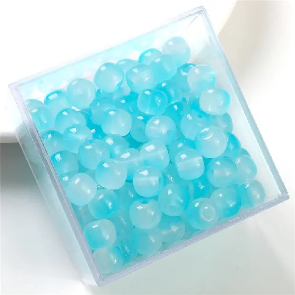 Apple beads blue series - glass imitation jade bucket beads 8x6mm, aperture about 1.5mm, 30 pieces/pack,chaincharmsupply.com