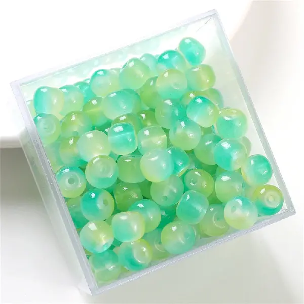 Apple beads green series-imitation jade beads Apple beads 8x7mm, aperture about 1.5mm, 30 pieces/pack,chaincharmsupply.com