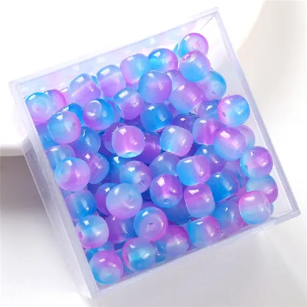 Purple blue-imitation jade beads and apple beads 8x7mm, hole diameter about 1.5mm, 30 pieces/pack,chaincharmsupply.com