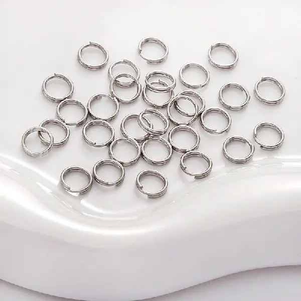Double circle 0.6x6mm steel color 100 pcs/pack,chaincharmsupply.com