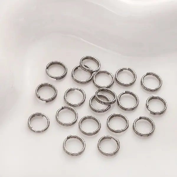 Double circle 0.8x8mm steel color 100 pcs/pack,chaincharmsupply.com