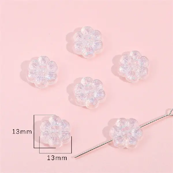 Six-petal flower 13mm, hole diameter about 1mm, about 43 pieces - one pack,chaincharmsupply.com