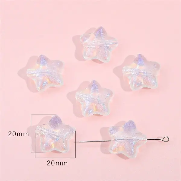 Five-pointed star 20x20mm, aperture about 2mm, about 11 stars - one pack,chaincharmsupply.com