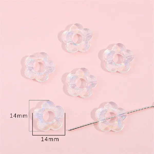 Small sunflower 14mm, hole diameter about 1.5mm, about 45 pieces - one pack,chaincharmsupply.com