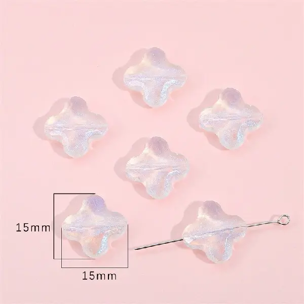 Four-petal flower 15x15mm, hole diameter about 1.5mm, about 18 pieces - one pack,chaincharmsupply.com