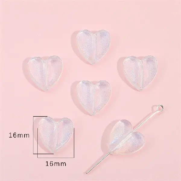 Heart 16mm, hole diameter about 1.5mm, about 25 pieces - one pack,chaincharmsupply.com