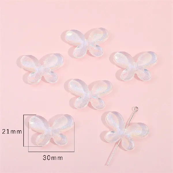 Butterfly 21x30mm, aperture about 3mm, about 10 pieces - one pack,chaincharmsupply.com