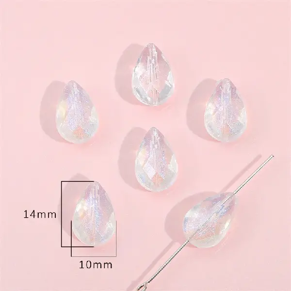 Cut surface water droplets 10x14mm, hole diameter about 1mm, about 30 pieces - one pack,chaincharmsupply.com