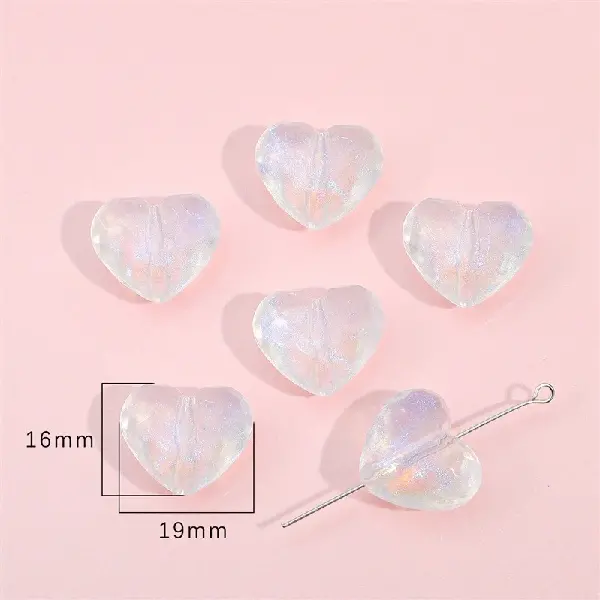 Faceted peach heart 19x16mm, hole diameter about 2mm, about 10 pieces - one pack,chaincharmsupply.com