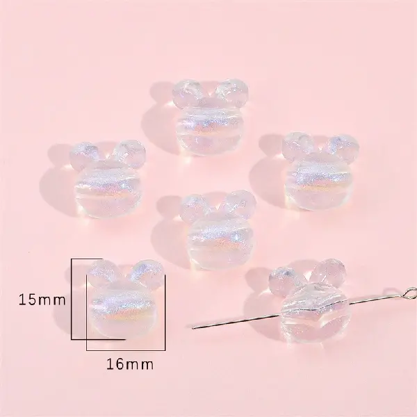 Rabbit 15x16mm, hole diameter about 3mm, about 13 pieces - one pack,chaincharmsupply.com