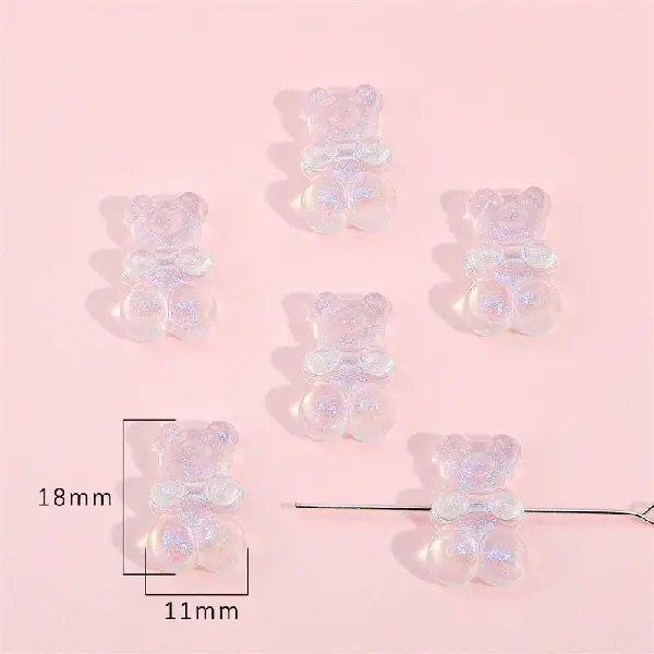 Bear 11x18mm, aperture about 1.5mm, about 18 pieces - one pack,chaincharmsupply.com
