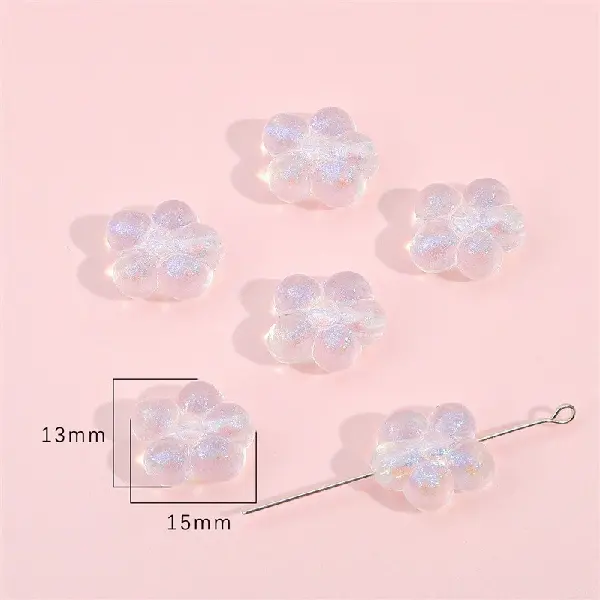 Five-petal flower 13x15mm, hole diameter about 1.5mm, about 19 pieces - one pack,chaincharmsupply.com