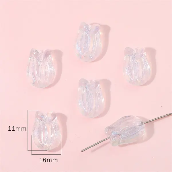 Tulip 11x16mm, hole diameter about 2mm, 30 pieces/pack - one pack,chaincharmsupply.com