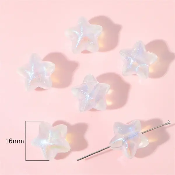 Five-pointed star 16mm, thickness about 15mm, aperture about 3mm, 10 pieces/pack - one pack,chaincharmsupply.com