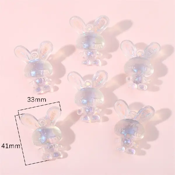 Rabbit 33x41mm, hole diameter about 2mm, 4 pcs/pack - one pack,chaincharmsupply.com