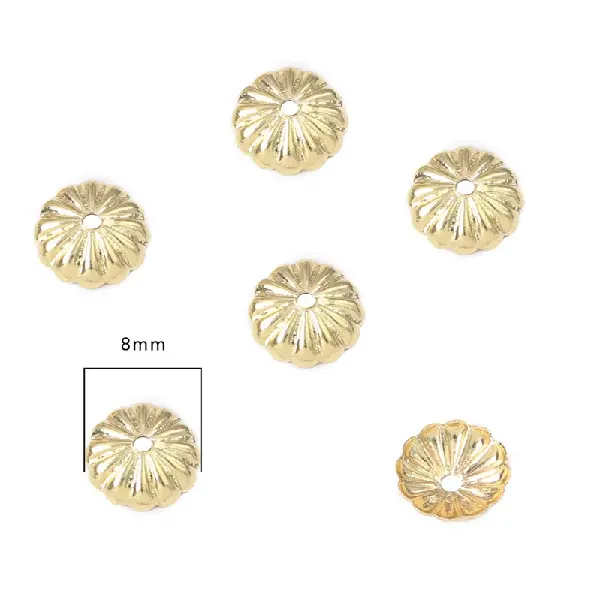 #8 8mm electroplated 14K gold-plated 10 pcs/pack,chaincharmsupply.com