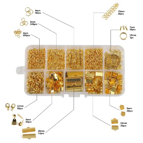 10 grid box, electroplated gold,chaincharmsupply.com