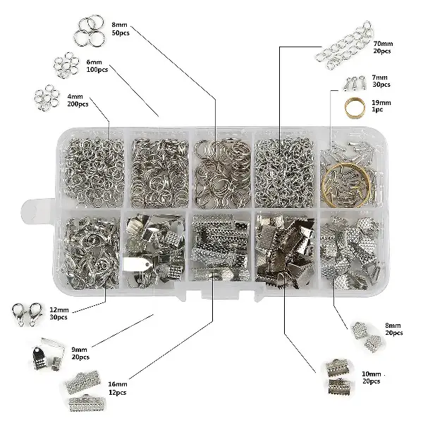 10 grid box, electroplated white K color,chaincharmsupply.com
