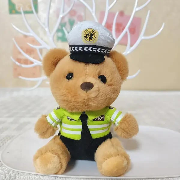 Traffic Police Brown Bear-12cm Ordinary Bead Chain,chaincharmsupply.com