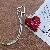 Leopard Heart Wool Bow Rhinestone Keychain Supply Wholesale - Dark Red
