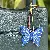 Wholesale Colorful Butterfly Bag Charms with Leather Rope - Sapphire blue + light blue