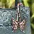 Wholesale Colorful Butterfly Bag Charms with Leather Rope - Dark coffee + white
