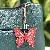 Wholesale Colorful Butterfly Bag Charms with Leather Rope - Burgundy + skin red