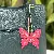 Wholesale Colorful Butterfly Bag Charms with Leather Rope - Rose red + leather powder