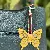 Wholesale Colorful Butterfly Bag Charms with Leather Rope - Yellow + light apricot