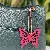 Wholesale Colorful Butterfly Bag Charms with Leather Rope - Rose red + black